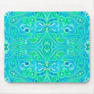 Aquamarine Arabesque Bohemisches Muster Mousepad