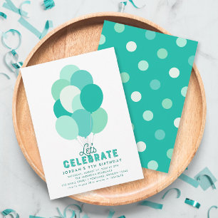Aquamarine Ballons jeden Alters Geburtstagsparty E Einladung