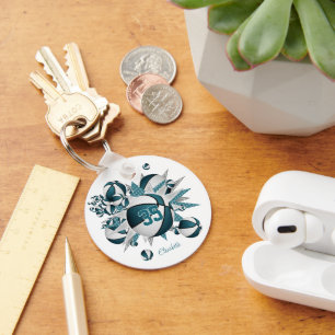 aquamarine Basketbälle zeigen Mädchen Sportgeschen Schlüsselanhänger