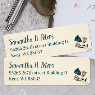 Aquamarine, beige Garden Rose Mailing Labels
