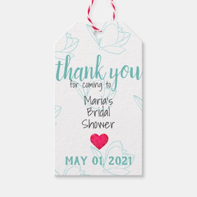 Aquamarine benutzerdefinierte Brautparty-Tags mit  Geschenkanhänger (Vorderseite)