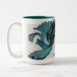 Aquamarine Betta Fische personalisieren große Kaff Zweifarbige Tasse