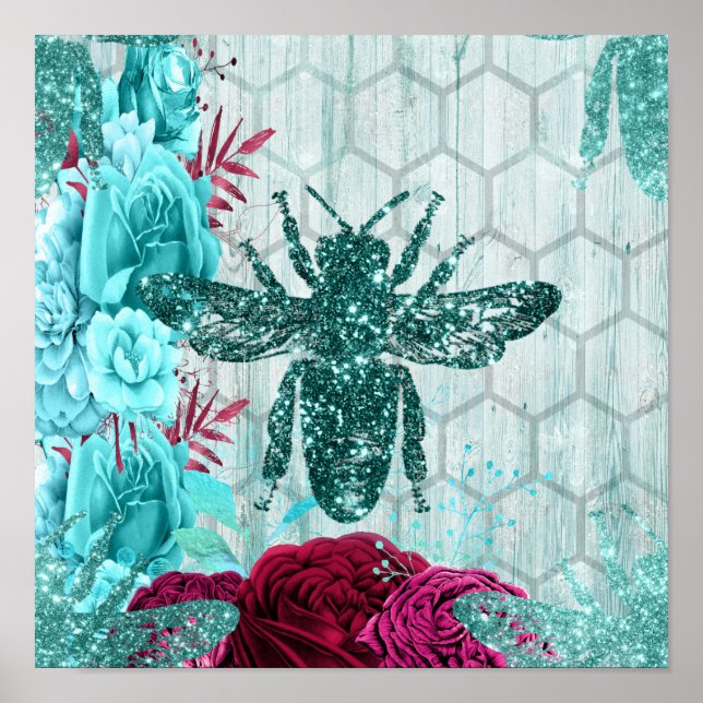 Aquamarine Biene Poster (Vorne)