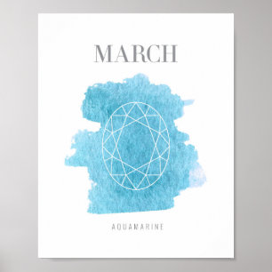 Aquamarine Birthstone März Poster