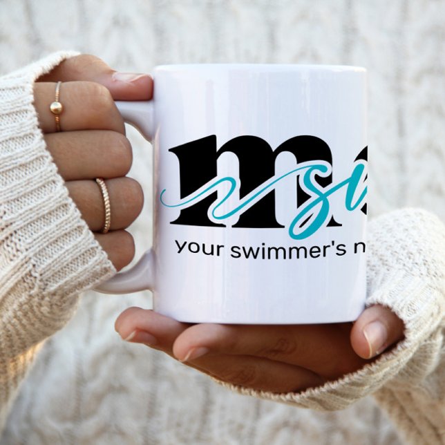 Aquamarine Black Custom Swim Mama Kaffee Tasse (Von Creator hochgeladen)