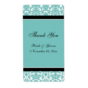 Aquamarine Black Damask Hochzeitsmarken