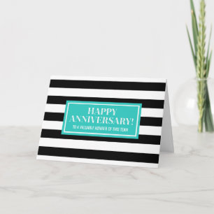Aquamarine Black Stripes Anniversary Card Karte