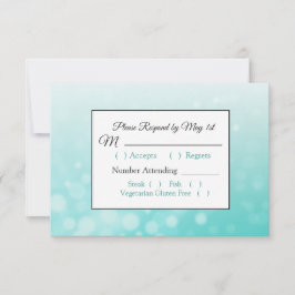 Aquamarine Blasen Elegante Wedding RSVP Karte