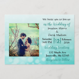 Aquamarine Blasen Foto Hochzeitseinladungen Einladung