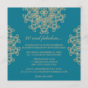 AQUAMARINE BLAU UND GOLD INDIAN  BIRTHTAG EINLADUNG