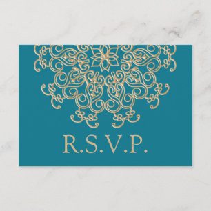 AQUAMARINE BLAU UND GOLD INDISCHE REAKTION RSVP-KA RSVP KARTE