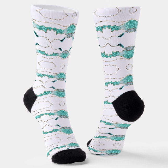 Aquamarine blaue Goldsocken Socken (Gewinkelt)