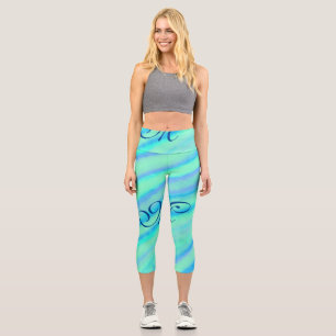Aquamarine blaue Greenwater-Farb-Linien fügen Ihr  Capri Leggings