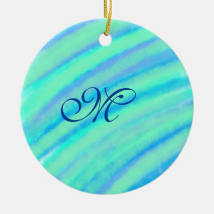 Aquamarine blaue Greenwater-Farb-Linien fügen Ihr  Keramik Ornament