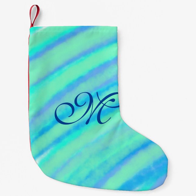 Aquamarine blaue Greenwater-Farb-Linien fügen Ihr  Kleiner Weihnachtsstrumpf (Vorderseite)