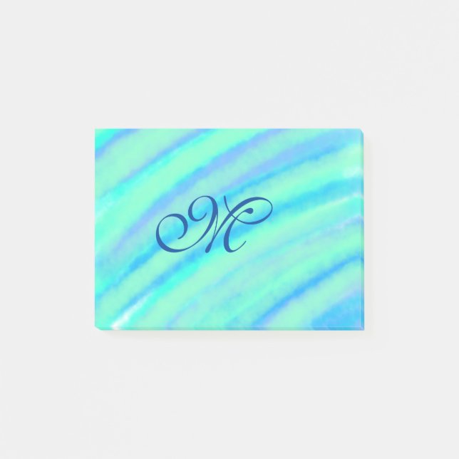 Aquamarine blaue Greenwater-Farb-Linien fügen Ihr  Post-it Klebezettel (Vorderseite)
