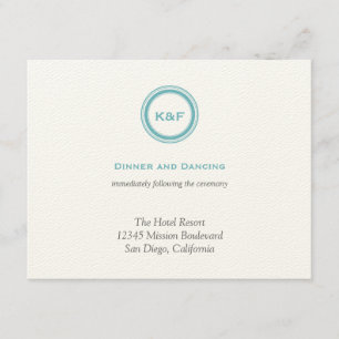 Aquamarine blaue Initialen, die Begleitkarte