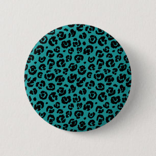 Aquamarine blaue Leopardrucke Button