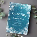 Aquamarine Blaue Schneeflocken Winterwonderland Sü Einladung<br><div class="desc">Moderne Winterschneevorlage mit einem weißen Schneeflockenrahmen auf aquamarinem,  blauen Bukahintergrund. Eine elegante Einladung für eine Wintermärchenkultur zum 16 . Geburtstag Geburtstag. Verfügbar in gedruckter und/oder digitaler Download-Form.</div>