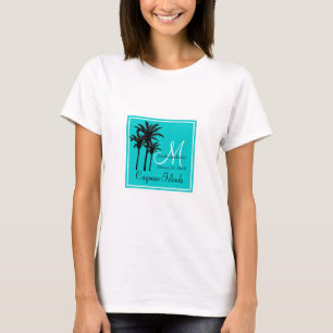 Aquamarine blaue Strand-Hochzeits-Palmen T-Shirt