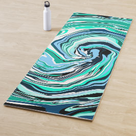 Aquamarine, blaue und weiße Wirbel Fluid Art Yogamatte