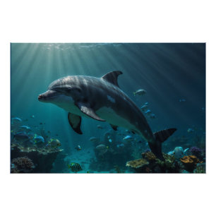 Aquamarine Blaue Unterwasser-Dolphin-Szene II Poster