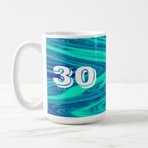 Aquamarine blaue Waves Abstrakt 30 Geburtstage ind Kaffeetasse