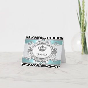 Aquamarine blaue Zebra-Prinzessin Thank You Card Dankeskarte