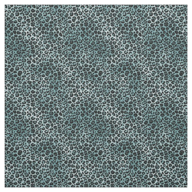 Aquamarine Blauer Leopardendruck Stoff (Muster)