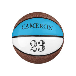 Aquamarine Blauer Name Ball Player Number-Ätzung Mini Basketball