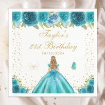 Aquamarine Blonde-Haar-Prinzessin Geburtstagsparty