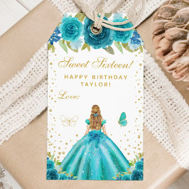 Aquamarine Blonde Hair Princess 16 . Geburtstag Geschenkanhänger