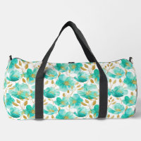 Aquamarine Blossom Travel Duffel Bag
