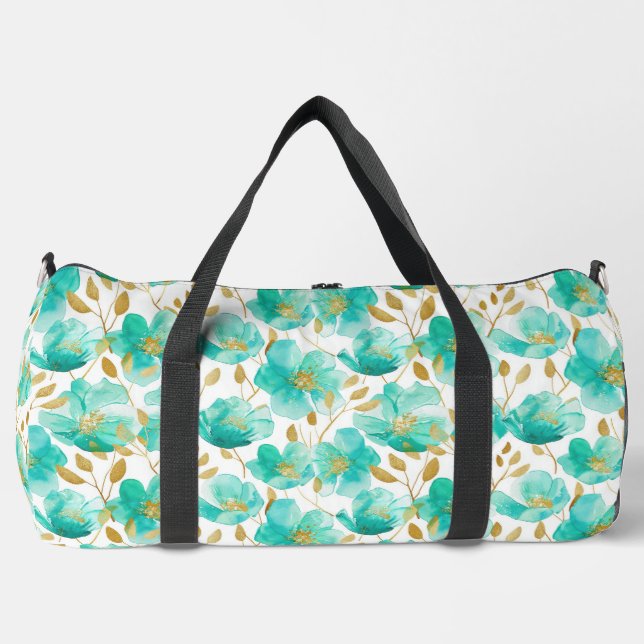 Aquamarine Blossom Travel Duffel Bag Duffle Bag (Vorderseite)