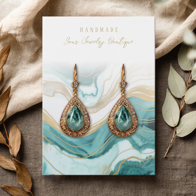 Aquamarine Blue Aqua Gold Agate Display Cards samm (Von Creator hochgeladen)