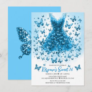 Aquamarine Blue Butterfly Dress März Birthstone Einladung