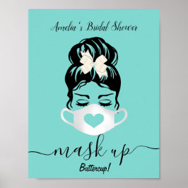 Aquamarine Blue Face Mask Erforderliche Sicherheit Poster