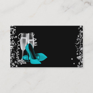 Aquamarine Blue High Heel Shoel Visitenkarten Visitenkarte