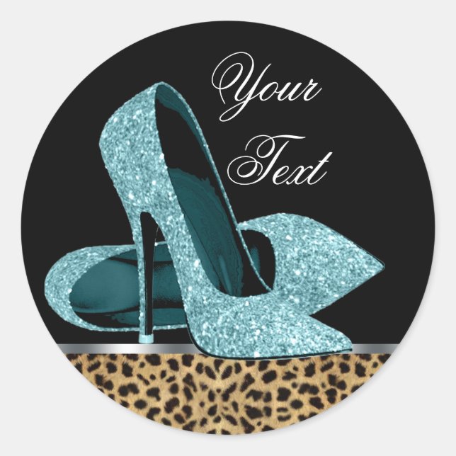 Aquamarine Blue Leopard High Heel Sticker (Vorderseite)