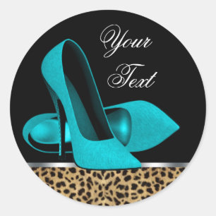 Aquamarine Blue Leopard High Heel Sticker