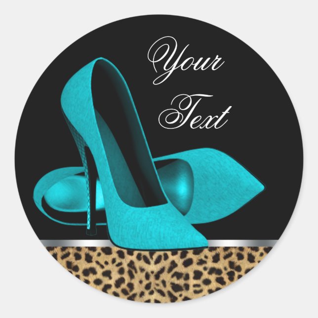 Aquamarine Blue Leopard High Heel Sticker (Vorderseite)