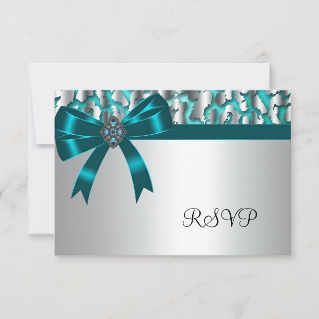 Aquamarine Blue Leopard RSVP-Karten RSVP Karte (Vorderseite)