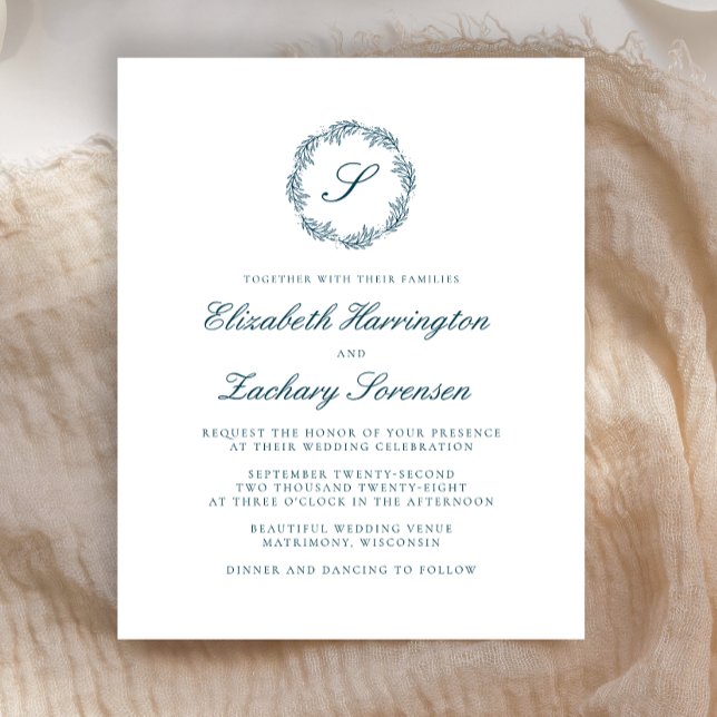 Aquamarine Blue Monogram Script Hochzeit (Von Creator hochgeladen)