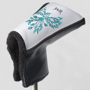 Aquamarine Blue Phoenix Erhöhungen der Silver Mono Golf Headcover