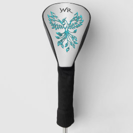 Aquamarine Blue Phoenix Erhöhungen der Silver Mono Golf Headcover