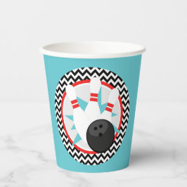 Aquamarine Blue Retro Bowling Paper Cups Pappbecher