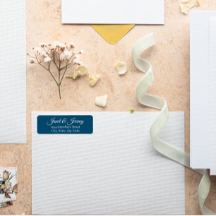 Aquamarine Blue Stylized Names Wedding Rücksendead