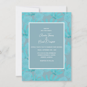 Aquamarine Blue Watercolor Design Hochzeit einlade Einladung