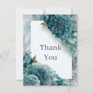 Aquamarine Blume auf Marmor Danke Karte