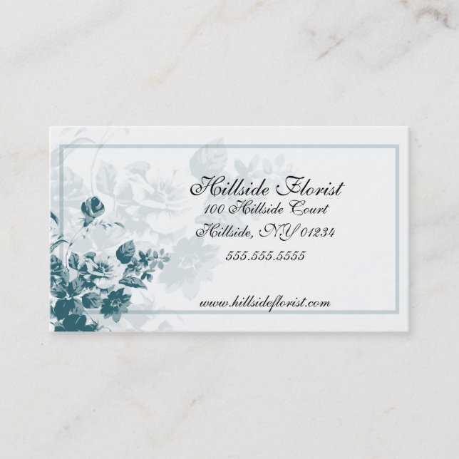 Aquamarine Blume Florist Business Cards Visitenkarte (Vorderseite)